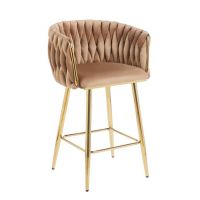 FURNITEX - H7-FX (G) Hoker | Velvet | Cappuccino | Stelaż złoty
