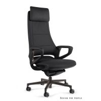 UNIQUE MEBLE - VIRGO Fotel Obrotowy CM-B327ASK-HL | Skóra Naturalna Czarna
