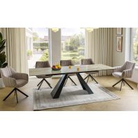 SIGNAL - SALVADORE CERAMIC Stół rozkładany 160-240x90x76 | ONICE ORO Beż | Czarny mat